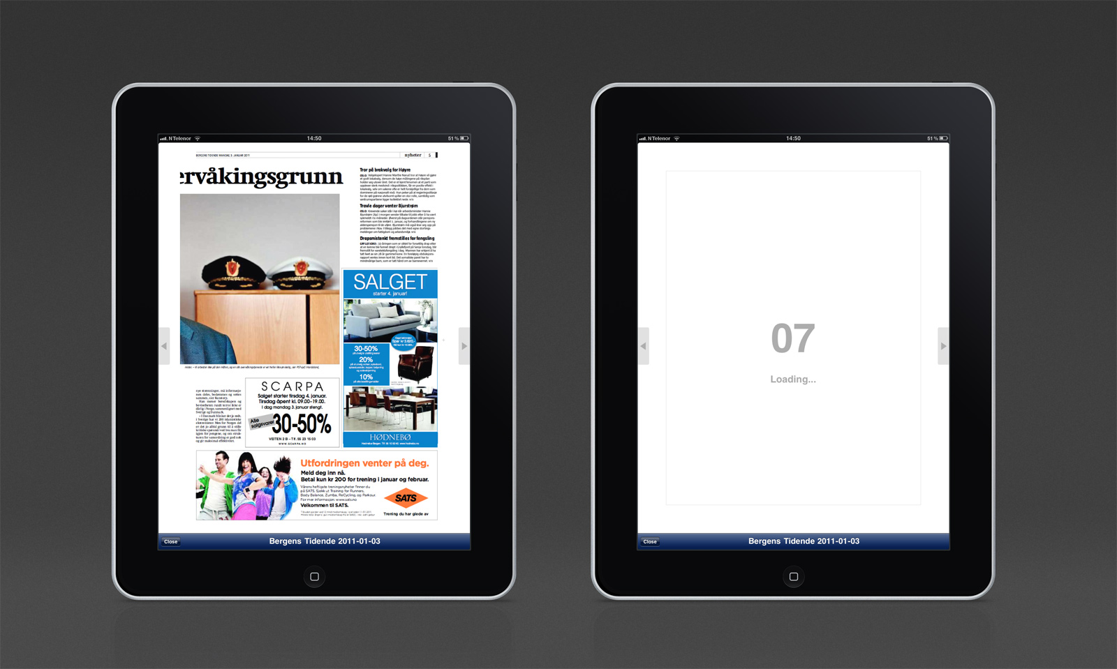 Norske aviser på iPad Prøv igjen bilde