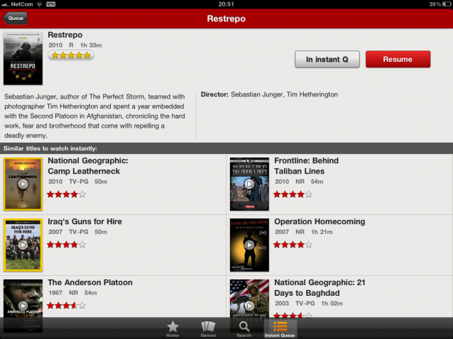 Screenshot fra Netflix på iPad2
