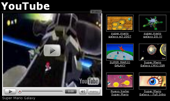 Super Mario Galaxy spillvideoer levert fra Youtube. 