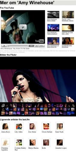 Amy Winehouse automatside på NRK