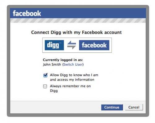 Facebook Connect: Koble Facebook mot Digg