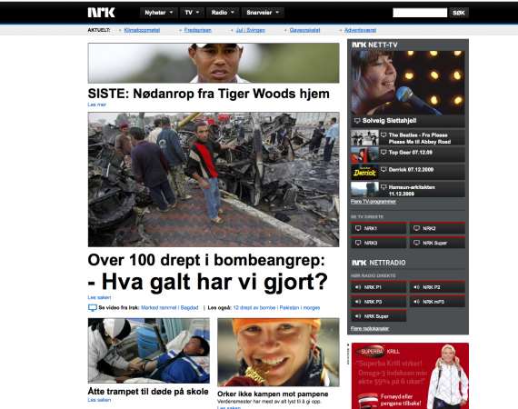 Ny NRK.no forside