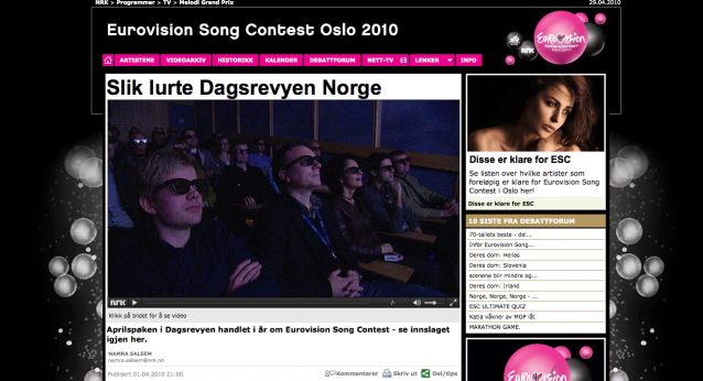 Eurovision i 3D (NRKs Aprilspøk 2010)