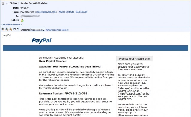 Phishing av PayPal-konto