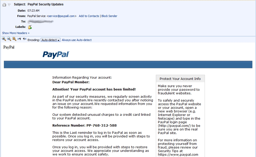 Phishing av PayPal-konto
