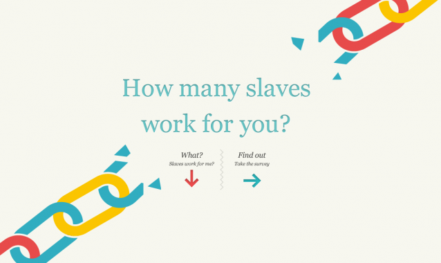 Skjermskudd fra Slavery Footprint: "How many slaves work for you"