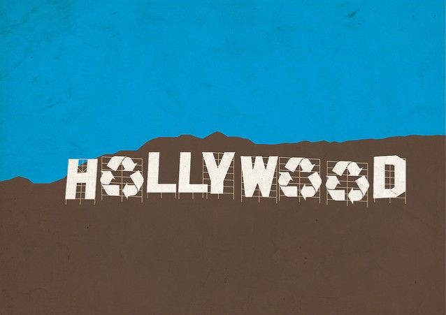 stilisert Hollywood-skilt, der bokstaven o er erstattet av resurkuleringstegn