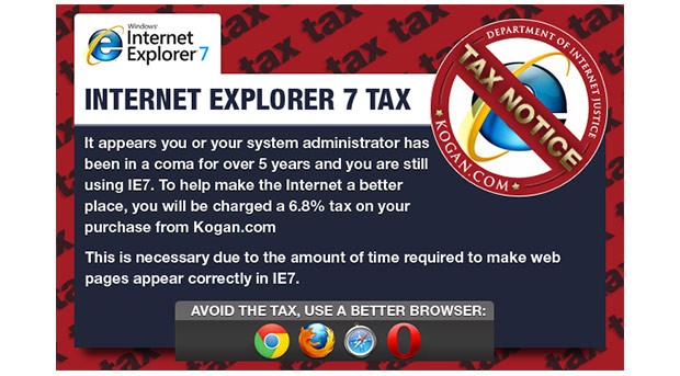 Informasjonsskjerm om Internet Explorer 7 tax