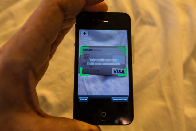 LevelUp leser informasjonen på betalingskortet ditt automatisk og legger dette inn i appen. Foto: Marius Arnesen / NRKbeta.no (CC-BY-SA)