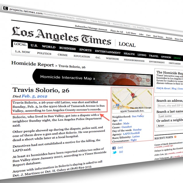 Dataene til høyre blir automatisk omgjort til ingresser, som gjør at journalistene enklere kan fylle ut info i saken. Skjermbilde fra Los Angeles Times.