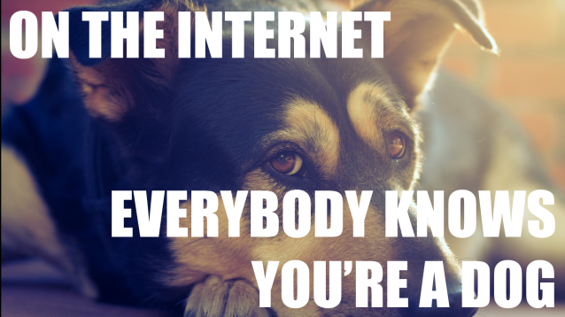 On The Internet Everybody Knows Youre a Dog CC BY SA NC Photo brianjmatis on Flickr, edit NRKbeta