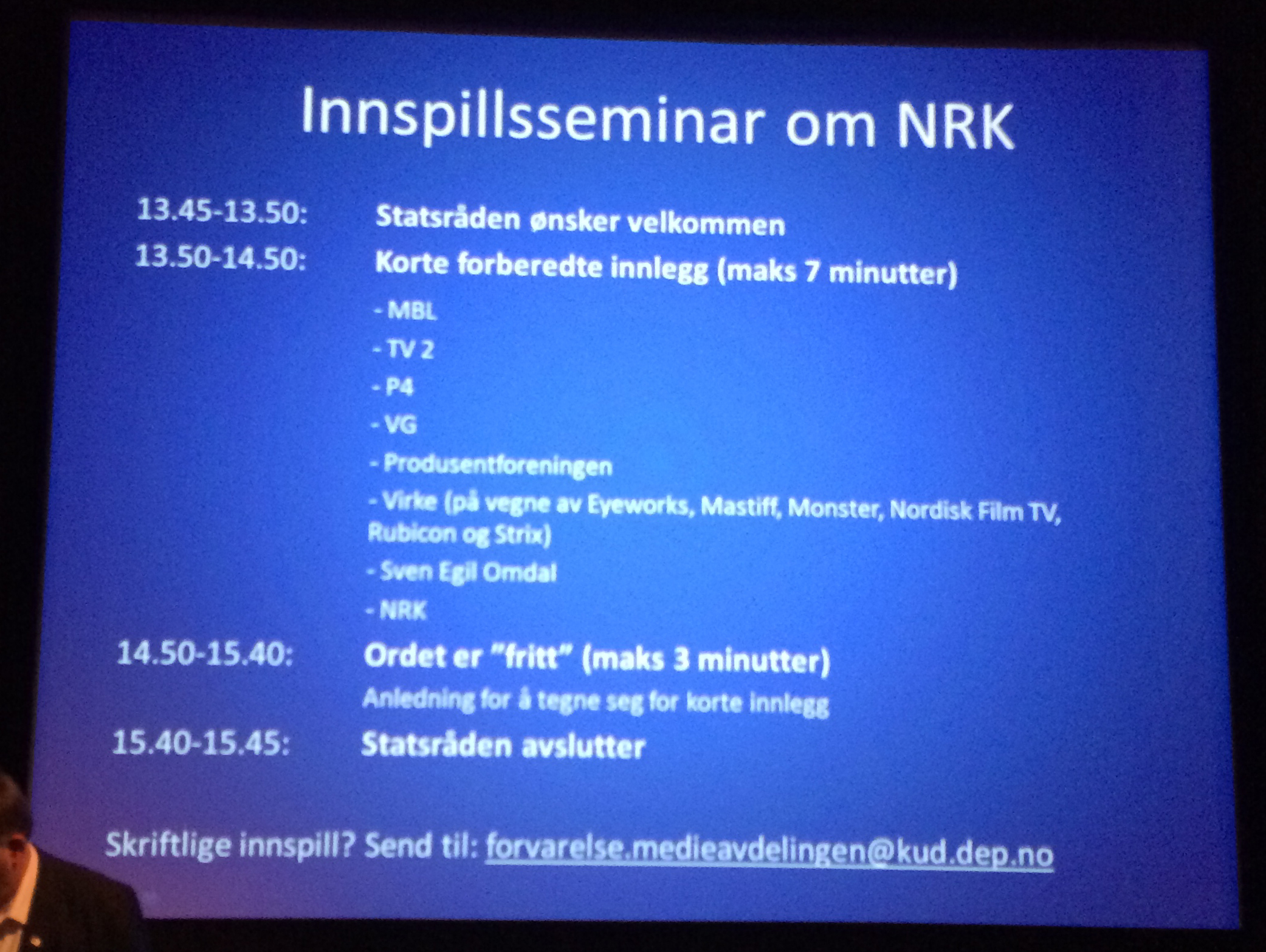 Program Innspillsseminar  om NRK, 17. juni 2014