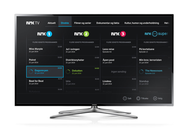 NRK TV direkte på smart-TV
