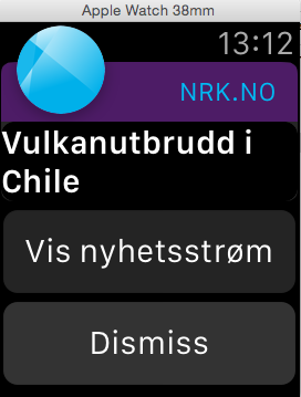 Slik kan det tenkes at et nyhetsvarsel kan se ut i NRK.no-appen.