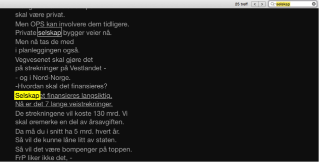 I NRK TV kan man søke i fritekst etter hvilket som helst ord i et program.