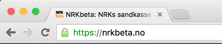 Grønn adresselinje på NRKbeta.no viser at nettsiden er kryptert