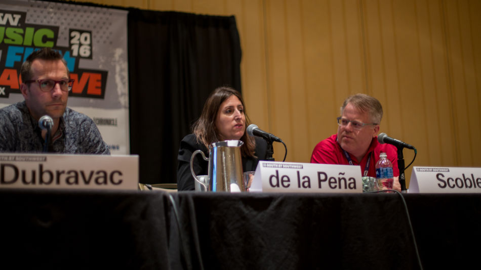 Nonny de la Peña på en paneldebatt om VR under SXSW-konferansen i 2016 Foto: Ståle Grut