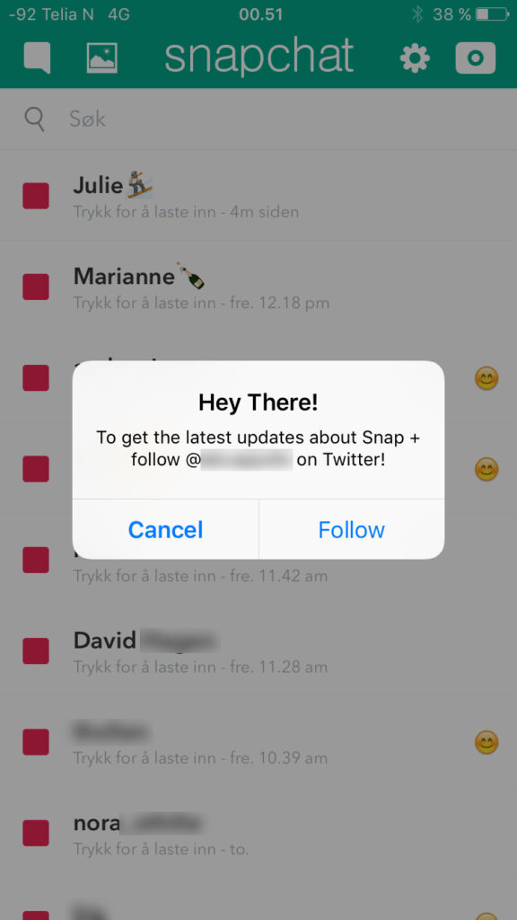 Melding fra utvikleren i vår modifiserte Snapchat-app