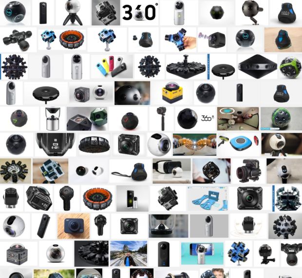 Et kjapt søk på Google Images avdekker at det finnes svært mange forskjellige 360°-kameraer