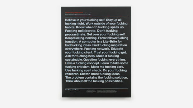Plakaten med selvhjelps-råd og litt bannskap Illustrasjon: Good Fucking Design Advice