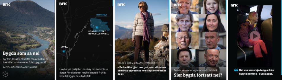 De digitale historiefortellerne I NRK skapte en vertikal historiefortellingsmodul til historien om bygda som sa nei til å ha et asylmottak. Se historien her. Design og utvikling: Kari Anne G. Andersen, Marius Lundgård, Vidar Kvien.