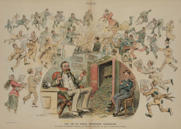 'The fin de siècle newspaper proprietor' F. B. Opper 1894 PD, (Library of Congress)