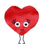 Et tegnet rødt hjerte med hjerteøyne og lange øyevipper illustrerer Den betatte.
