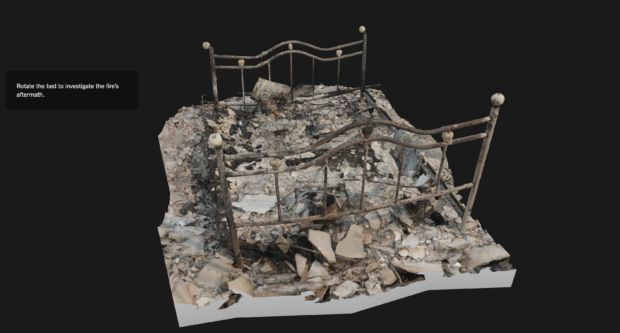 En 3D modell av en utbrent seng