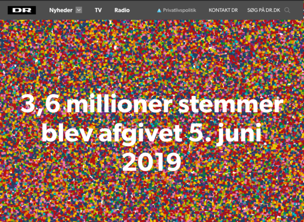 Faksimile fra Dansk Radio sin oppsummering av folketingsvalget 2019